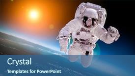  Presentation with outer space - Slide set consisting of astronaut in outer space background and a ocean colored foreground