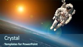  Presentation with outer space - Slide set featuring astronaut in outer space background and a ocean colored foreground