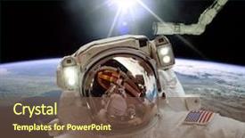  Presentation with outer space - Audience pleasing presentation design consisting of astronaut in outer space backdrop and a tawny brown colored foreground