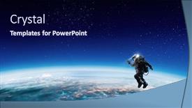  Presentation with astronaut - Cool new slide deck with astronaut-in-space-on-planet backdrop and a navy blue colored foreground