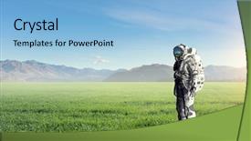  Presentation with space suit - Presentation having astronaut in space suit background and a light blue colored foreground