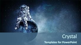  Presentation with astronaut - PPT layouts with astronaut in spacesuit on globe background and a ocean colored foreground