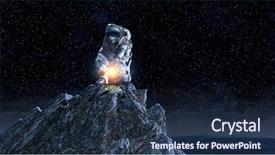  Presentation with moon landing - Slide deck enhanced with astronaut on the moon mixed background and a tawny brown colored foreground