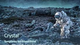  Presentation with moon landing - PPT theme consisting of astronaut on the moon mixed background and a ocean colored foreground