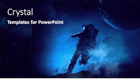  Presentation with astronaut - Presentation featuring astronaut-on-the-other-planet background and a navy blue colored foreground