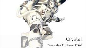  Presentation with astronaut - PPT theme enhanced with astronaut-on-white-mixed-media background and a white colored foreground