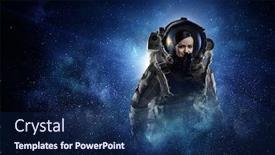  Presentation with astronaut - Audience pleasing presentation theme consisting of astronaut-pioneer-doing-research-mixed backdrop and a navy blue colored foreground