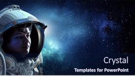  Presentation with astronaut - Cool new presentation with astronaut-pioneer-doing-research-mixed backdrop and a navy blue colored foreground