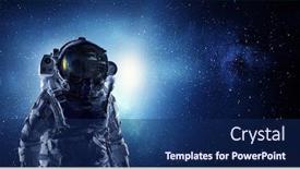  Presentation with astronaut - Beautiful slides featuring astronaut-pioneer-doing-research-mixed backdrop and a navy blue colored foreground