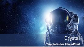  Presentation with astronaut - PPT theme consisting of astronaut-pioneer-doing-research-mixed background and a ocean colored foreground