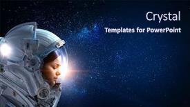  Presentation with astronaut - Colorful slide deck enhanced with astronaut-pioneer-doing-research-mixed backdrop and a navy blue colored foreground