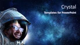  Presentation with astronaut - Colorful PPT layouts enhanced with astronaut-pioneer-doing-research-mixed backdrop and a navy blue colored foreground