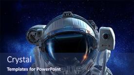  Presentation with astronaut - Theme enhanced with astronaut-pioneer-doing-research-mixed background and a ocean colored foreground