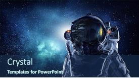  Presentation with research - Slides enhanced with astronaut-pioneer-doing-research-mixed background and a ocean colored foreground