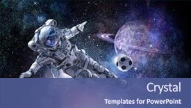  Presentation with play - Theme consisting of astronaut play soccer game background and a ocean colored foreground