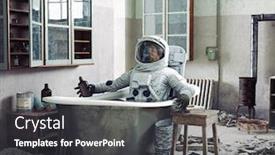  Presentation with astronaut - Cool new slide deck with astronaut-resting-at-home backdrop and a dark gray colored foreground