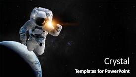  Presentation with spaceman - Amazing presentation design having astronaut-spaceman-outer-space-elements backdrop and a black colored foreground