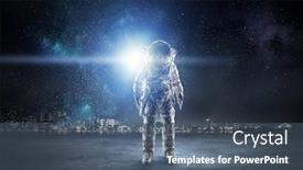  Presentation with astronaut - Presentation theme featuring astronaut-standing-outdoor-mixed-media background and a ocean colored foreground