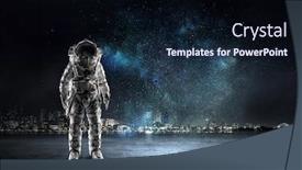  Presentation with astronaut - Cool new presentation theme with astronaut standing outdoor mixed media backdrop and a wine colored foreground
