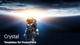  Presentation with astronaut - Slides having astronaut-walking-on-an-unexplored background and a navy blue colored foreground