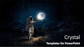  Presentation with astronaut - PPT theme having astronaut-walking-on-an-unexplored background and a black colored foreground