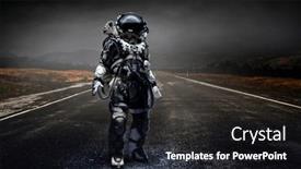  Presentation with astronaut - Slide set enhanced with astronaut-walking-on-an-unexplored background and a dark gray colored foreground