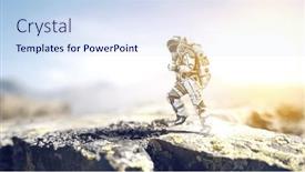  Presentation with astronaut - Slides featuring astronaut-walking-on-an-unexplored background and a sky blue colored foreground