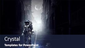  Presentation with astronaut - Presentation theme having astronaut-walking-on-an-unexplored background and a ocean colored foreground