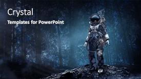  Presentation with astronaut - Presentation design having astronaut-walking-on-an-unexplored background and a wine colored foreground