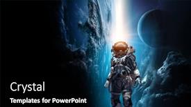  Presentation with astronaut - Presentation theme featuring astronaut-walking-on-an-unexplored background and a black colored foreground