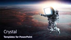  Presentation with astronaut - Colorful slide set enhanced with astronaut-with-tv-head backdrop and a wine colored foreground