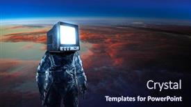  Presentation with astronaut - Beautiful presentation theme featuring astronaut-with-tv-head backdrop and a wine colored foreground