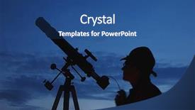  Presentation with telescope - Beautiful presentation design featuring astronomer - adult man and telescope backdrop and a ocean colored foreground