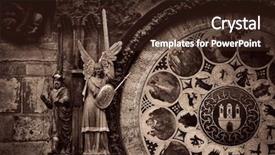  Presentation with prague astronomical clock - Colorful presentation design enhanced with astronomer - astronomical clock closeup in old backdrop and a wine colored foreground