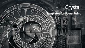  Presentation with prague astronomical clock - PPT theme having astronomer - astronomical clock closeup in old background and a dark gray colored foreground