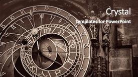  Presentation with prague astronomical clock - Slide set with astronomical clock closeup in old background and a  colored foreground