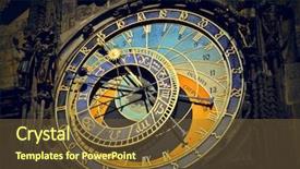  Presentation with prague astronomical clock - Slide set featuring astronomical clock in prague background and a tawny brown colored foreground