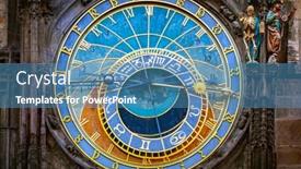  Presentation with prague astronomical clock - Theme featuring astronomical-clock-in-the-old background and a teal colored foreground