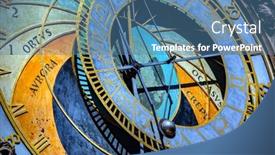  Presentation with prague astronomical clock - Amazing slide set having astronomical-clock-in-the-old backdrop and a teal colored foreground
