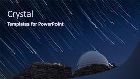  Presentation with star trails - Colorful presentation design enhanced with astronomical-observatory-with-star-trails backdrop and a navy blue colored foreground