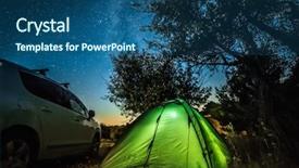  Presentation with night sky - PPT layouts with astronomical science - night landscape with tent background and a ocean colored foreground