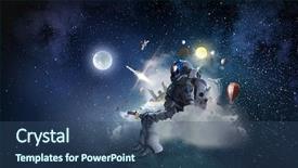  Presentation with media image - Presentation theme featuring astronomical science - space fantasy image with astronaut background and a ocean colored foreground