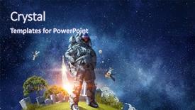  Presentation with media image - Amazing slide deck having astronomical science - space fantasy image with astronaut backdrop and a navy blue colored foreground