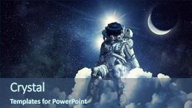  Presentation with media image - Audience pleasing PPT theme consisting of astronomical science - space fantasy image with astronaut backdrop and a ocean colored foreground