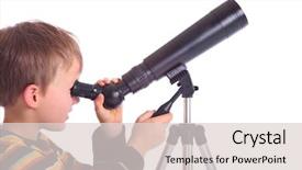 Presentation with telescope - Beautiful presentation theme featuring astronomical telescopes - boy with telescope backdrop and a lemonade colored foreground