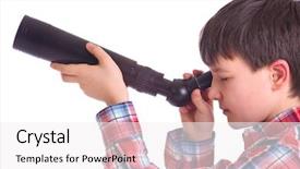  Presentation with telescope - Presentation theme having astronomical telescopes - boy with telescope background and a  colored foreground