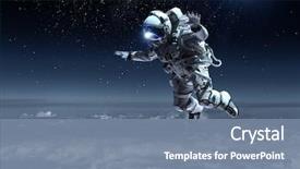  Presentation with astronaut - Slides with astronomy - astronaut floating above clouds background and a seafoam green colored foreground