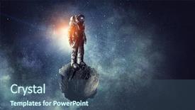  Presentation with space suit - Colorful slides enhanced with astronomy - astronaut in space suit mixed backdrop and a ocean colored foreground