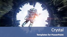  Presentation with space suit - Theme with astronomy - astronaut in space suit background and a ocean colored foreground