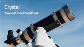  Presentation with sky blue - Colorful presentation design enhanced with astronomy - astronomical telescope tube blue sky backdrop and a teal colored foreground